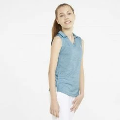 PUMA Golf Puma Girls Sleeveless Heather Polo -Fairway Woods Sales Store 579314 22 mod01 41925.1665507444