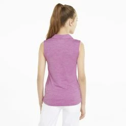 PUMA Golf Puma Girls Sleeveless Heather Polo -Fairway Woods Sales Store 579314 23 mod02 08658.1665507444