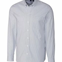 Cutter & Buck Long Sleeve Tailored Fit Stretch Oxford Stripe Shirt -Fairway Woods Sales Store MCW00142 LTB MANN HG 54478.1668810610