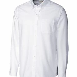 Cutter & Buck Long Sleeve Tailored Fit Nailshead Shirt -Fairway Woods Sales Store MCW09399 WH MANN HG 96325.1668612778