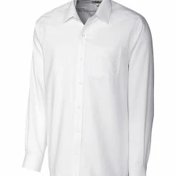 Cutter & Buck Men's Long Sleeve Tailored Fit Spread Nailshead -Fairway Woods Sales Store MCW09474 WH MANN HG 57382.1668552208