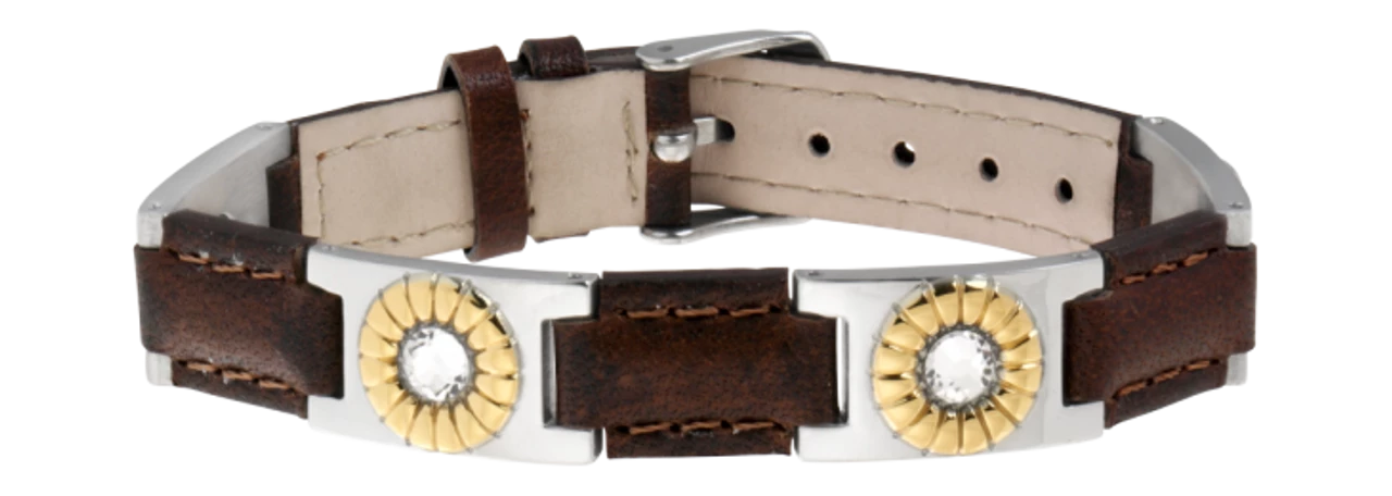 Sabona Brown Leather Gem Duet Magnetic Bracelet 3 Sabona Brown Leather Gem Duet Magnetic Bracelet