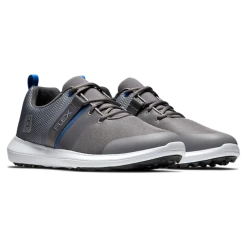 FootJoy Flex Spikeless Golf Shoes - Grey / Blue -Fairway Woods Sales Store footjoy flex spikeless grey 56121 front