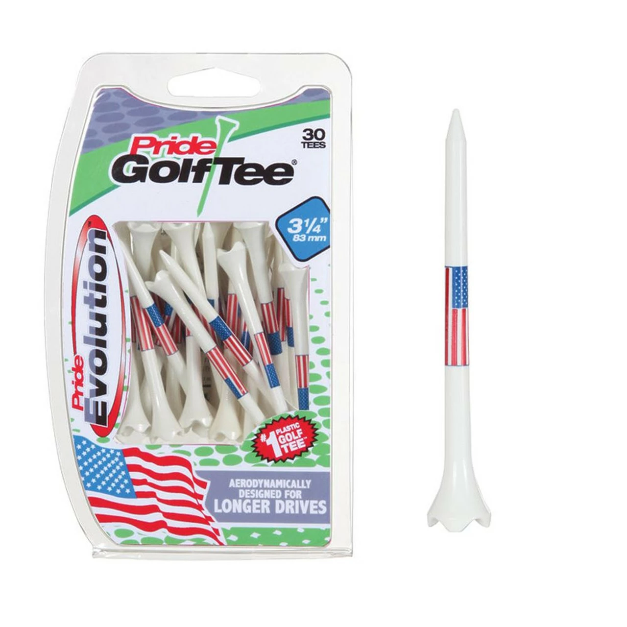 PTS Evolution 2 3/4" American Flag Golf Tees - PS0118 3 PTS Evolution 2 3/4" American Flag Golf Tees - PS0118